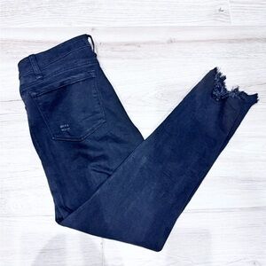 Black Label Dark Denim Skinny Distressed Cropped Jeans